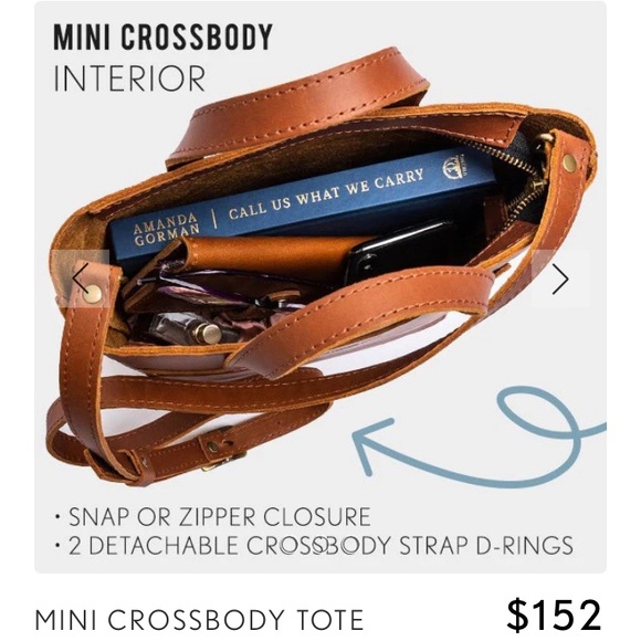 Portland Leather Mini Crossbody Tote Pebbled Black - Picture 11 of 12